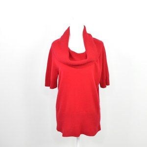 Apt. 9 Women's Pure Cashmere Cowl Neck Sweater Size XL Red Short Sleeve New